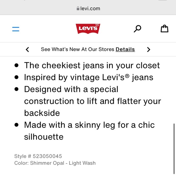 Levi’s Wedgie Fit Skinny Sz 28/6 “Shimmer Opal” Light Wash Jeans - Picture 8 of 8